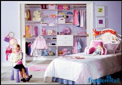 Built-in child's closet in white.