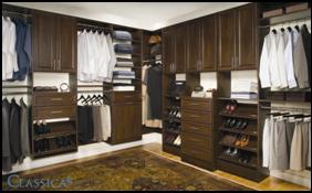 Master closet in Chocolate Pear laminate.