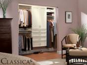 Storage space can be maximized in a typical reach-in closet.