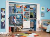 Custom closet units are easy to adjust to the growing heights of children.