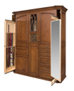This custom closet is a finely crafted piece of furniture in quartersawn oak.  It conceals pullout storage for ties and a pullout swivel mirror.